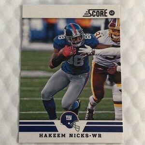 HAKEEM NICKS, NY GIANTS FOOTBALL, Score Trading Card 2012
